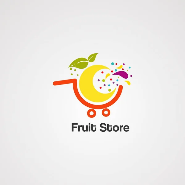 Vector de logotipo de la tienda de frutas, icono, elemento y plantilla — Vector de stock