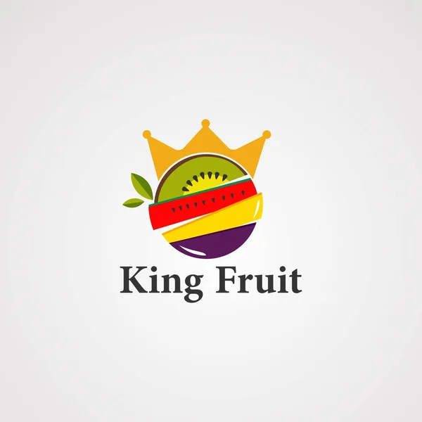 Βασιλιάς καρπός λογότυπο διάνυσμα, εικονίδιο, στοιχείο, και πρότυπο — Διανυσματικό Αρχείο