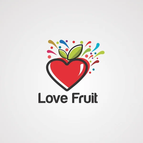 Αγάπη φρούτο λογότυπο διάνυσμα, εικονίδιο, στοιχείο, και πρότυπο — Διανυσματικό Αρχείο