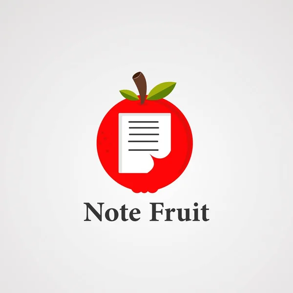Note διάνυσμα λογότυπου φρούτων, εικονίδιο, στοιχείο, και πρότυπο — Διανυσματικό Αρχείο