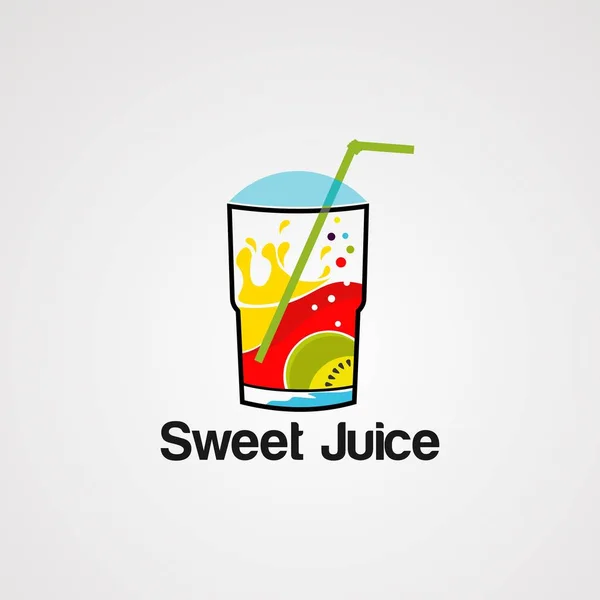 Vector de logotipo de jugo dulce, icono, elemento y plantilla — Vector de stock