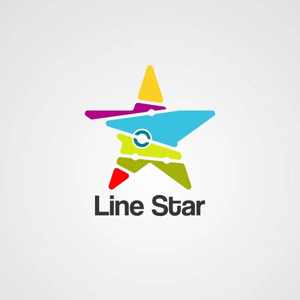 Lijn ster logo vector, pictogram, element en sjabloon — Stockvector