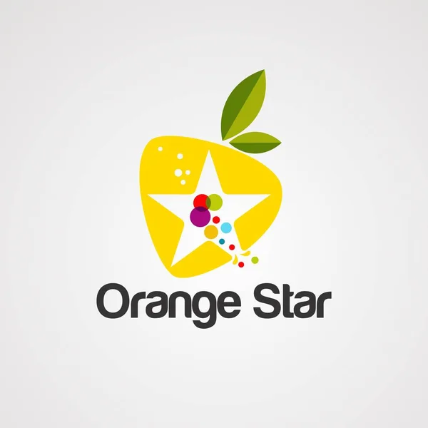 Oranje ster logo vector, pictogram, element, en sjabloon — Stockvector