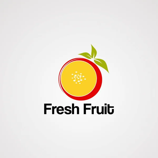 Είδωλο, στοιχείο και πρότυπο με λογότυπο φρέσκων φρούτων — Διανυσματικό Αρχείο