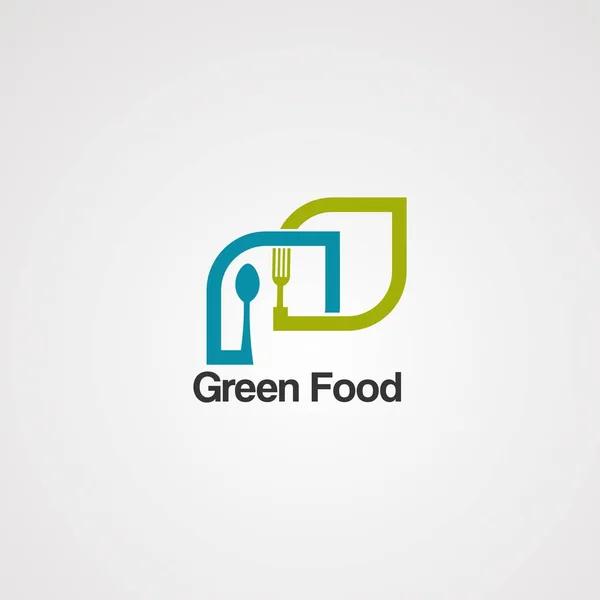 Vetor de logotipo de comida verde, ícone, elemento e modelo — Vetor de Stock