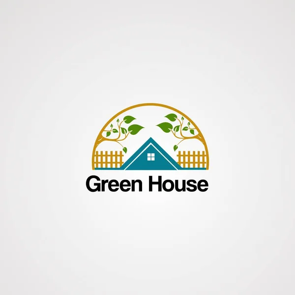 Groen huis logo vector, icoon, sjabloon, en element — Stockvector