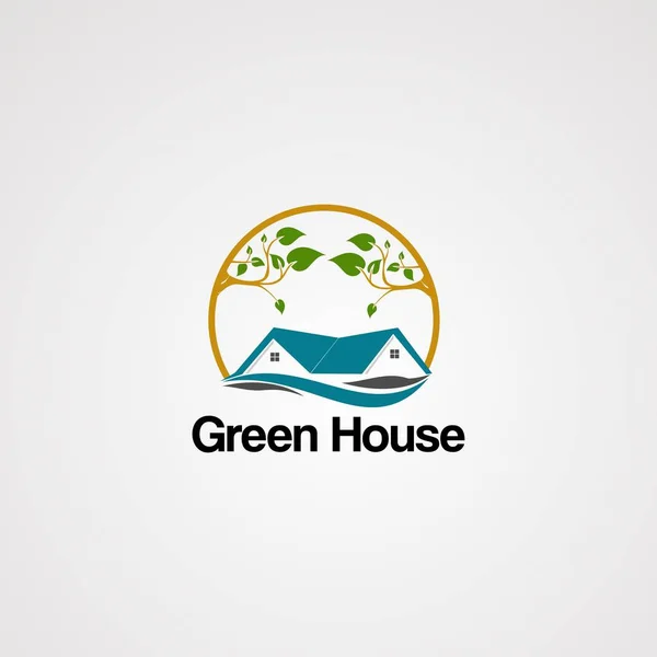 Vetor de logotipo home verde, ícone, elemento e modelo — Vetor de Stock