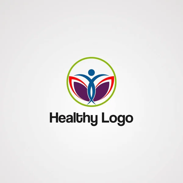 Vector de logotipo humano saludable, icono, elemento y plantilla — Vector de stock