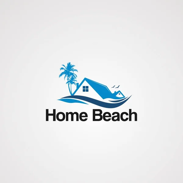 Home Beach logo vektor repülő madár, ikon, elem, és a sablon — Stock Vector