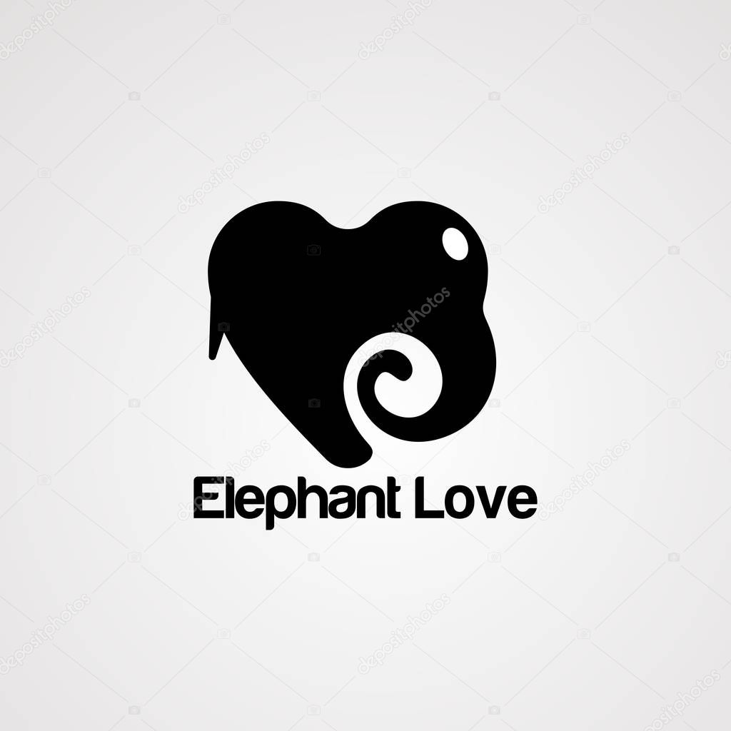 Elephant love logo vector, icon, element, and template for business
