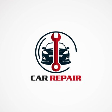 daire kavramı logo vektör, simge, eleman ve iş için şablon ile araba onarım
