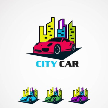 şehir araba seti logo vektör modern dokunmatik konsepti, simge, eleman ve şirket için şablon ile