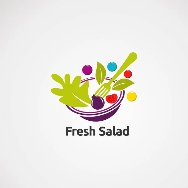 Vetor Logotipo Salada Fresca Tigela Ícone Elemento Modelo Para Empresa — Vetor de Stock