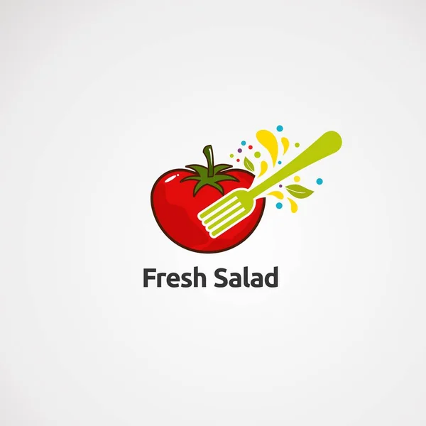 Fresh Salad Logo Vector Bowl Icon Element Template Company — Stock Vector