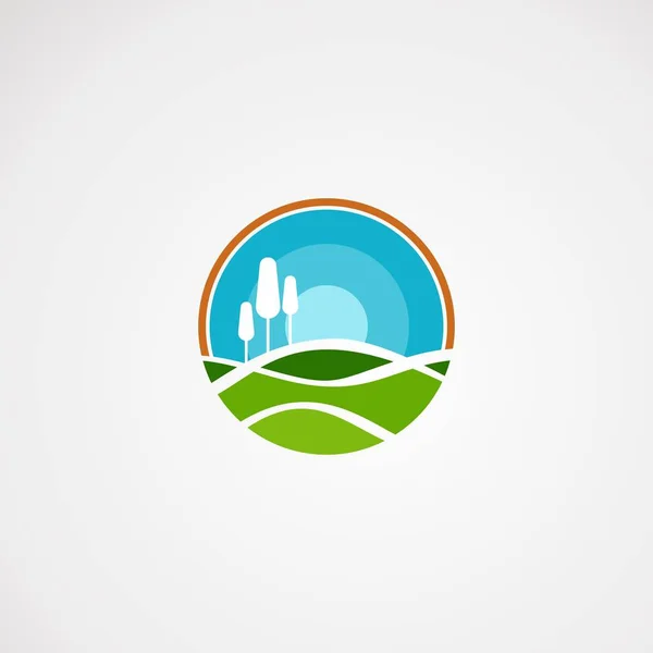 Cirkel Landschap Landbouw Logo Vector Concept Pictogram Element Sjabloon Voor — Stockvector