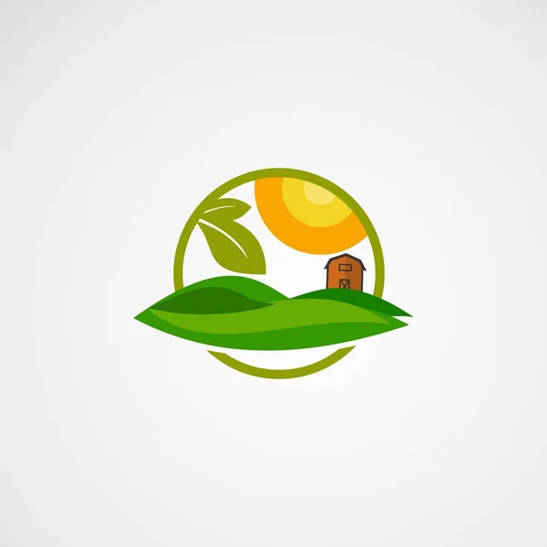 Paesaggio Agricoltura Logo Vettore Concetto Icona Elemento Modello Azienda — Vettoriale Stock