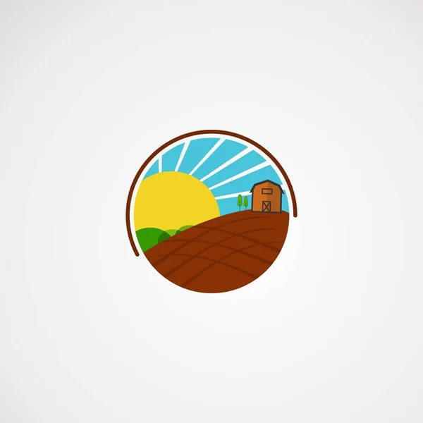 Cercle Avec Brillant Soleil Agriculture Logo Vecteur Concept Icône Élément — Image vectorielle