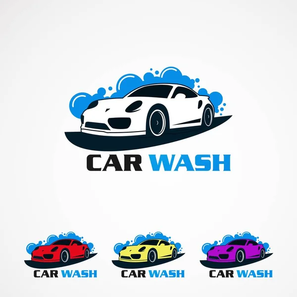 Carwash set met elk kleurconcept logo vector, icon, element en sjabloon voor bedrijf — Stockvector