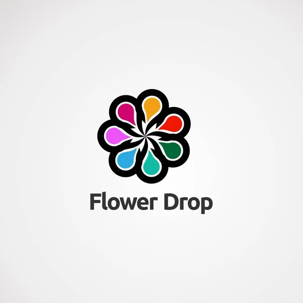 Kropla kwiatów z kolorową koncepcją, ikoną, elementem i szablonem dla firmy — Wektor stockowy