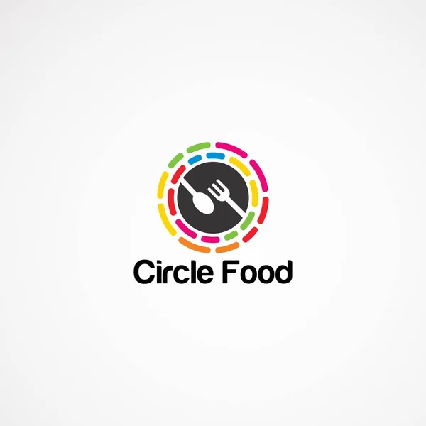 Logo desain lingkaran makanan konsep dengan warna-warni untuk perusahaan - Stok Vektor
