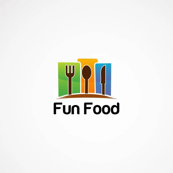Concepto de diseños de logotipo de comida divertida con colorido para la empresa — Vector de stock