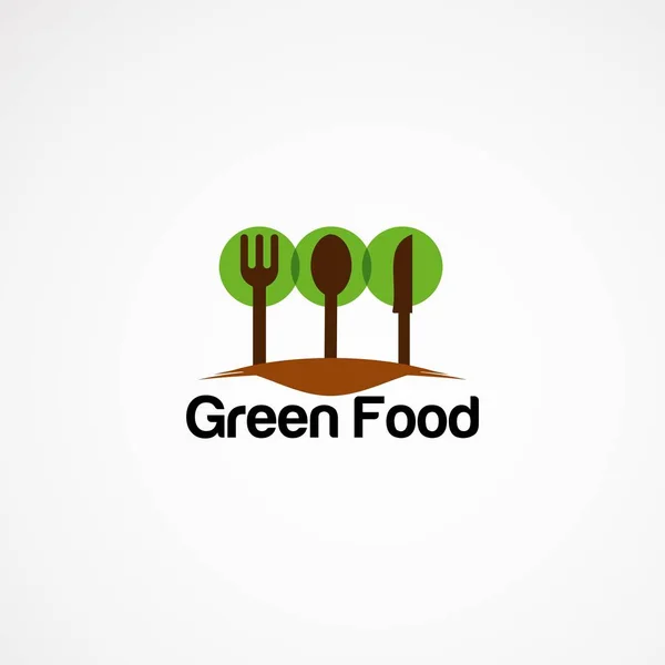 Design de logotipo de comida verde, ícone, elemento e modelo para a empresa — Vetor de Stock