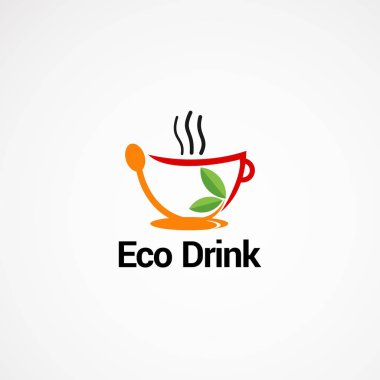 fincan logosu vektör, simge, eleman ve şirket için şablon ile Eko içecek