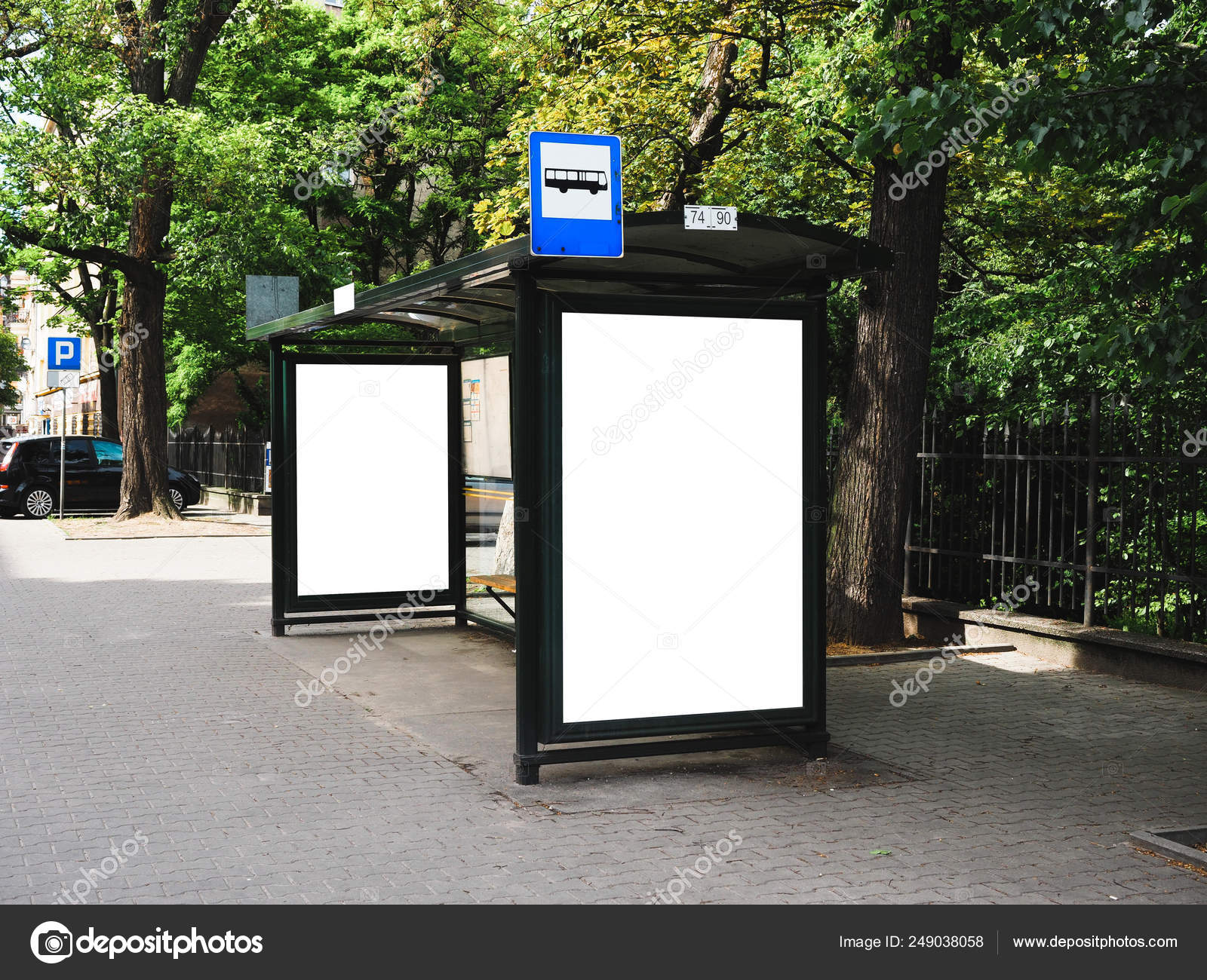 Download Bus Tram Stop Shelter White Empty Place For Street Ads Advertisement Board Mock Up Mockup Signage Bus Stop Stock Photo Image By C Digitalmammoth 249038058