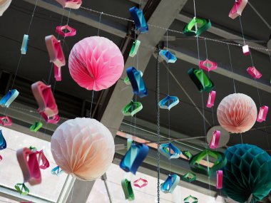Origami petek ponpon kağıt zanaat Noel partisi dekorasyon arka plan top.