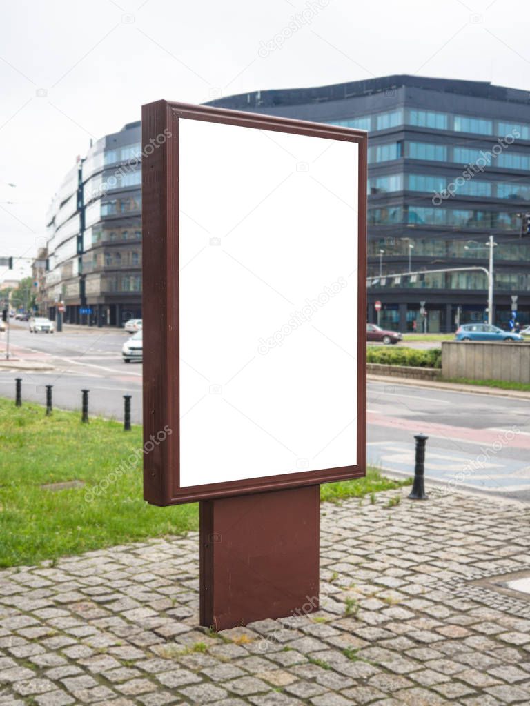 A white blank empty mock up of billboard, poster template for event, map, advertisement, concert and exhibition for promote. mock-up.