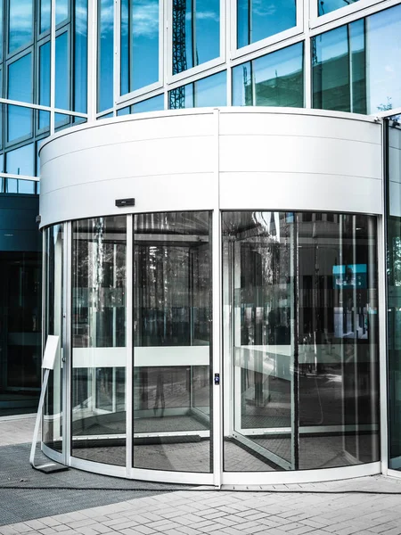 Empty design mock up of revolving door in reception of office building, event, exhibition, airport, bank for ads and advertising, printed, media, banner. — Stock Photo, Image