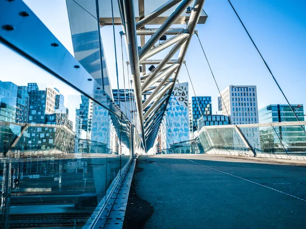 14 April 2018, Oslo, Norway, Beautiful modern buildings, Oslo's Barcode district rises from the fjord like an urban and super trendy in Norway. — Stock Photo, Image