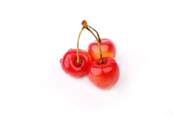 Piros cseresznye, elszigetelt fehér background — Stock Fotó