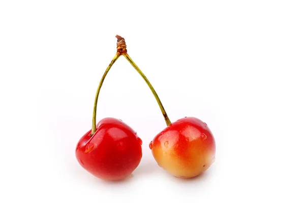 Red cherries isolated on white background — Stock Photo, Image