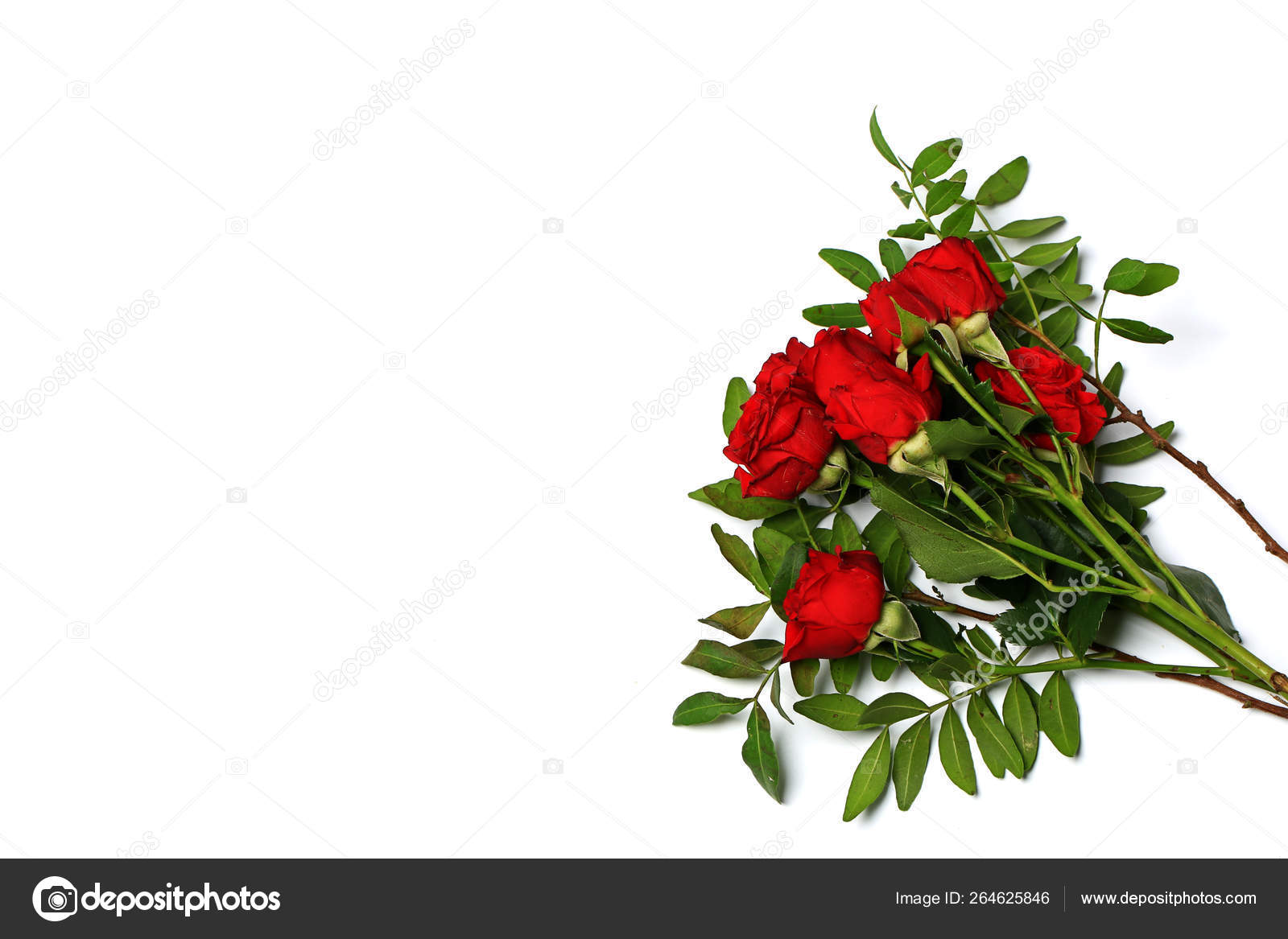 Red roses bouquet isolated on white background Stock Photo by