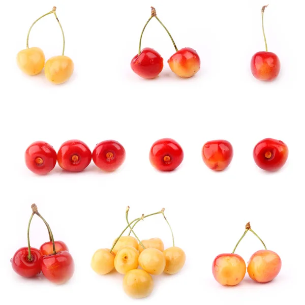 Sweet cherry set isolated on white background — Stock Photo, Image