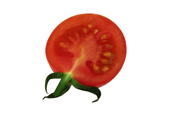 Half Tomato Isolated White Background Close Top View — Stock Photo, Image