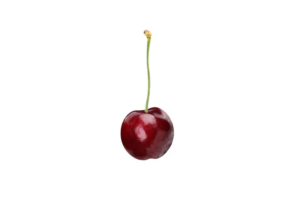 Süßkirsche Isoliert Auf Weißem Hintergrund Nahaufnahme Ansicht Von Oben — Stockfoto