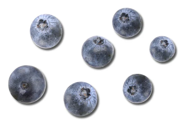 蓝莓在白色背景上被隔离 后续行动 — 图库照片