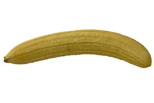 Banane Pelée Isolée Sur Fond Blanc Gros Plan Vue Dessus — Photo