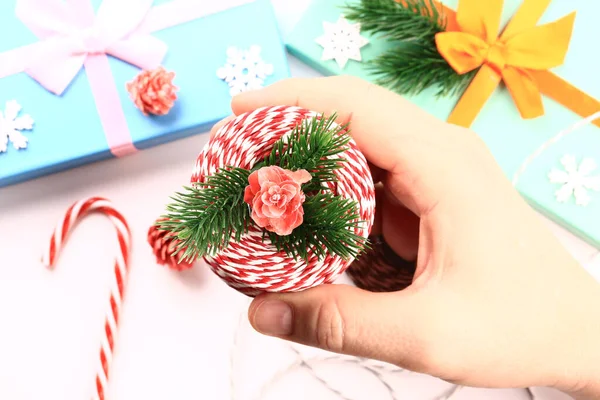 Kerstcompositie Voorbereiden Het Nieuwe Jaar Vlak Leggen Bovenkant — Stockfoto