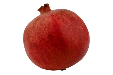 Beyaz arka planda izole edilmiş kırmızı nar. Yakın plan. Üst görünüm.