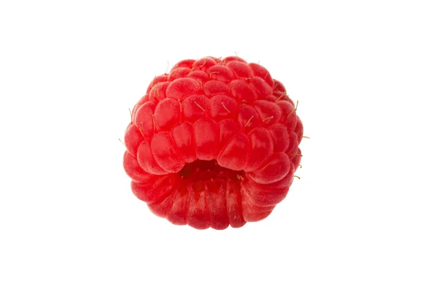 Red Raspberries Isolated White Background Close Top View — Stock Photo, Image