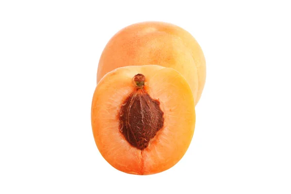 被白色背景隔离的桃子 顶部视图 — 图库照片
