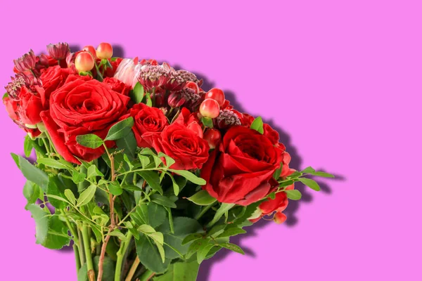 Цветы Букет Роз Изолированы Розовом Фоне Тень — стоковое фото