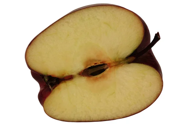 Ett Halvt Äpple Isolerat Vit Bakgrund Närbild Ovanifrån — Stockfoto