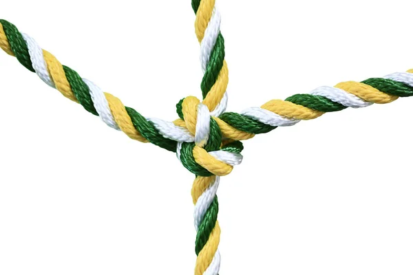 Multicolored Rope Knot Isolated White Background Close — Stock Photo, Image