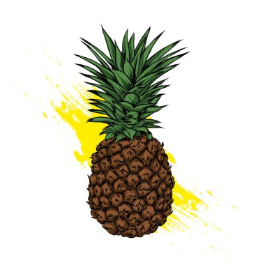 Ananas, egzotik meyve. Vektör çizim kartpostal veya poster, giysiler için yazdırma için.