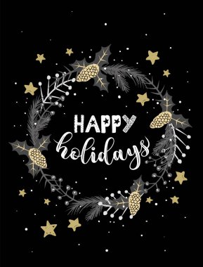 Noel ve yeni yıl tebrik Scrapbooking, Tebrikler, Davetiyeler, Etiketler, Etiketler, kartpostallar için Şablon kavram. Noel Poster. Vektör çizim.