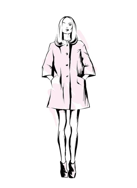 Manteau Élégant Look Élégant Vêtements Accessoires Illustration Vectorielle Pour Une — Image vectorielle